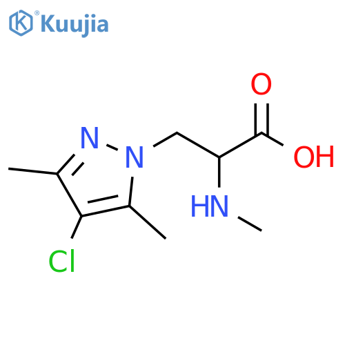 3-(4-chloro-3,5-dimethyl-1H-pyrazol-1-yl)-2-(methylamino)propanoic acid structure
