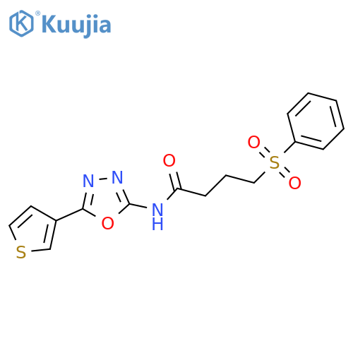 4-(benzenesulfonyl)-N-5-(thiophen-3-yl)-1,3,4-oxadiazol-2-ylbutanamide structure