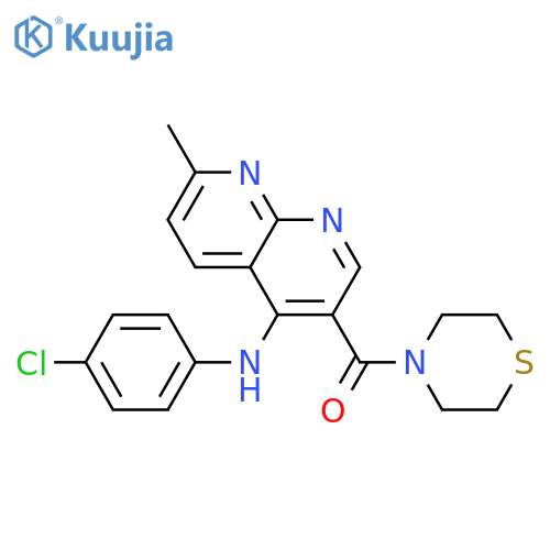 N-(4-chlorophenyl)-7-methyl-3-(thiomorpholine-4-carbonyl)-1,8-naphthyridin-4-amine structure