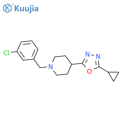 1-(3-chlorophenyl)methyl-4-(5-cyclopropyl-1,3,4-oxadiazol-2-yl)piperidine structure