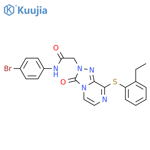 N-(4-bromophenyl)-2-{8-(2-ethylphenyl)sulfanyl-3-oxo-2H,3H-1,2,4triazolo4,3-apyrazin-2-yl}acetamide structure