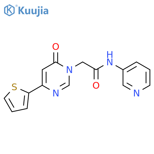 2-6-oxo-4-(thiophen-2-yl)-1,6-dihydropyrimidin-1-yl-N-(pyridin-3-yl)acetamide structure