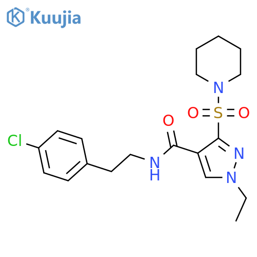 N-2-(4-chlorophenyl)ethyl-1-ethyl-3-(piperidine-1-sulfonyl)-1H-pyrazole-4-carboxamide structure