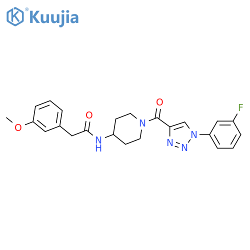 N-{1-1-(3-fluorophenyl)-1H-1,2,3-triazole-4-carbonylpiperidin-4-yl}-2-(3-methoxyphenyl)acetamide structure