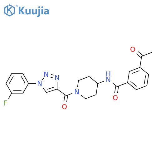 3-acetyl-N-{1-1-(3-fluorophenyl)-1H-1,2,3-triazole-4-carbonylpiperidin-4-yl}benzamide structure