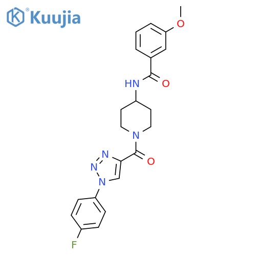 N-{1-1-(4-fluorophenyl)-1H-1,2,3-triazole-4-carbonylpiperidin-4-yl}-3-methoxybenzamide structure