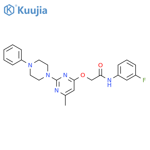 N-(3-fluorophenyl)-2-{[6-methyl-2-(4-phenylpiperazin-1-yl)pyrimidin-4-yl]oxy}acetamide structure