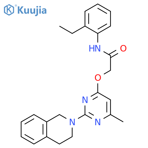 N-(2-ethylphenyl)-2-{[6-methyl-2-(1,2,3,4-tetrahydroisoquinolin-2-yl)pyrimidin-4-yl]oxy}acetamide structure