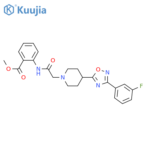 methyl 2-(2-{4-3-(3-fluorophenyl)-1,2,4-oxadiazol-5-ylpiperidin-1-yl}acetamido)benzoate structure