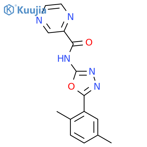 N-5-(2,5-dimethylphenyl)-1,3,4-oxadiazol-2-ylpyrazine-2-carboxamide structure
