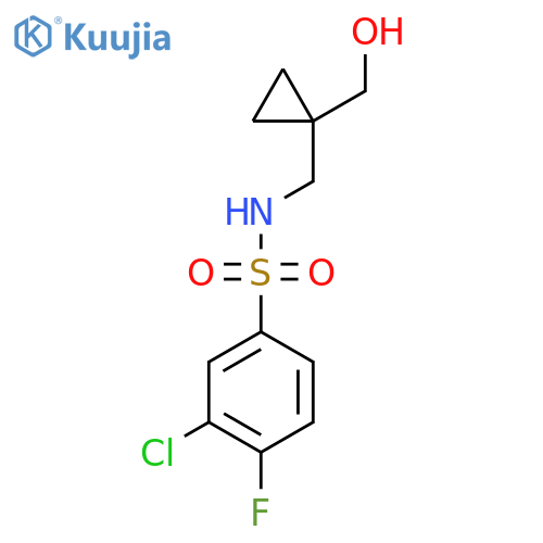 3-chloro-4-fluoro-N-{1-(hydroxymethyl)cyclopropylmethyl}benzene-1-sulfonamide structure