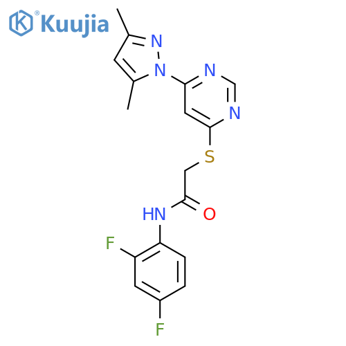 N-(2,4-difluorophenyl)-2-{6-(3,5-dimethyl-1H-pyrazol-1-yl)pyrimidin-4-ylsulfanyl}acetamide structure