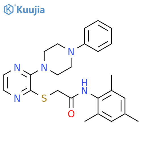 2-{[3-(4-phenylpiperazin-1-yl)pyrazin-2-yl]sulfanyl}-N-(2,4,6-trimethylphenyl)acetamide structure