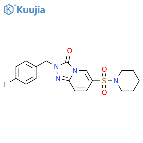 2-(4-fluorophenyl)methyl-6-(piperidine-1-sulfonyl)-2H,3H-1,2,4triazolo4,3-apyridin-3-one structure