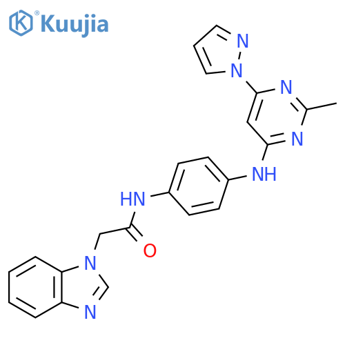 2-(1H-1,3-benzodiazol-1-yl)-N-(4-{2-methyl-6-(1H-pyrazol-1-yl)pyrimidin-4-ylamino}phenyl)acetamide structure