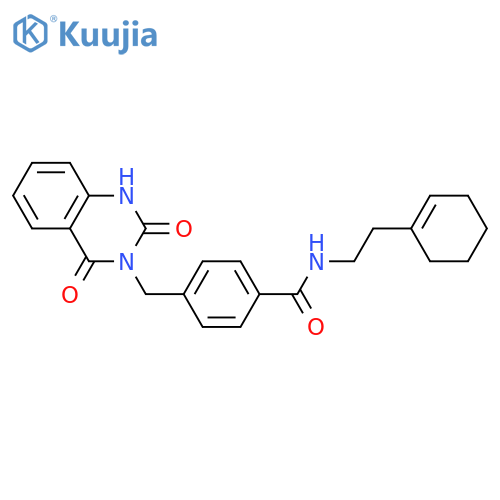 N-2-(cyclohex-1-en-1-yl)ethyl-4-(2,4-dioxo-1,2,3,4-tetrahydroquinazolin-3-yl)methylbenzamide structure