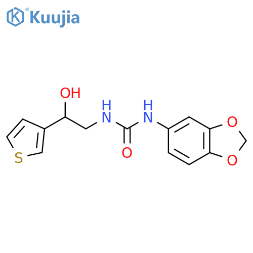 3-(2H-1,3-benzodioxol-5-yl)-1-[2-hydroxy-2-(thiophen-3-yl)ethyl]urea structure