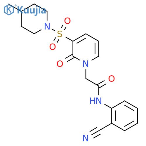 N-(2-cyanophenyl)-2-{3-(4-methylpiperidin-1-yl)sulfonyl-2-oxo-1,2-dihydropyridin-1-yl}acetamide structure