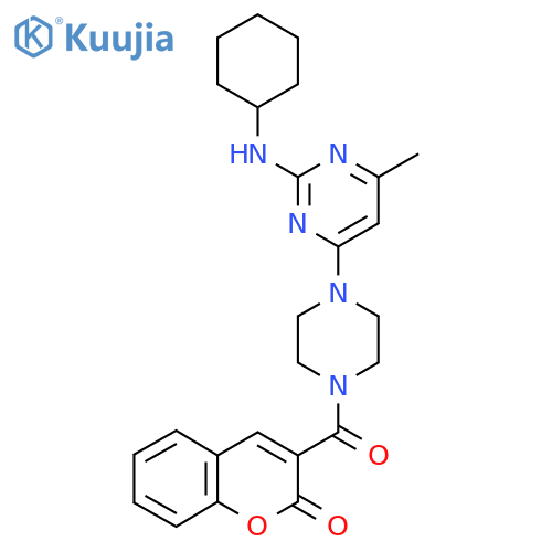 3-{4-2-(cyclohexylamino)-6-methylpyrimidin-4-ylpiperazine-1-carbonyl}-2H-chromen-2-one structure