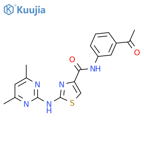 N-(3-acetylphenyl)-2-((4,6-dimethylpyrimidin-2-yl)amino)thiazole-4-carboxamide structure