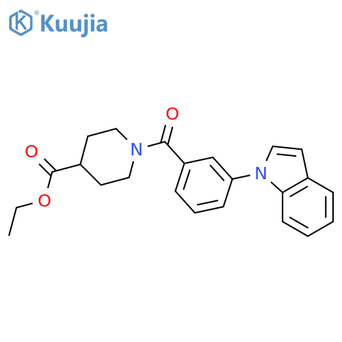 ethyl 1-3-(1H-indol-1-yl)benzoylpiperidine-4-carboxylate structure