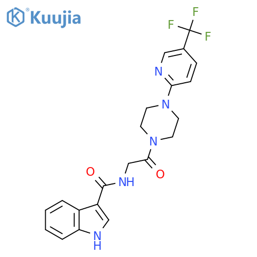 N-(2-oxo-2-{4-5-(trifluoromethyl)pyridin-2-ylpiperazin-1-yl}ethyl)-1H-indole-3-carboxamide structure