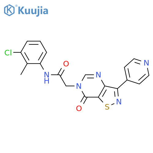 N-(3-chloro-2-methylphenyl)-2-7-oxo-3-(pyridin-4-yl)-6H,7H-1,2thiazolo4,5-dpyrimidin-6-ylacetamide structure