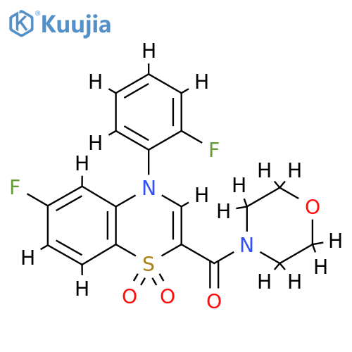 6-fluoro-4-(2-fluorophenyl)-2-(morpholine-4-carbonyl)-4H-1lambda6,4-benzothiazine-1,1-dione structure