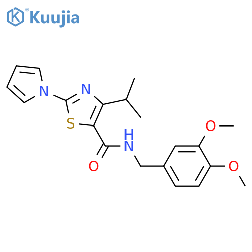 N-[(3,4-dimethoxyphenyl)methyl]-4-(propan-2-yl)-2-(1H-pyrrol-1-yl)-1,3-thiazole-5-carboxamide structure
