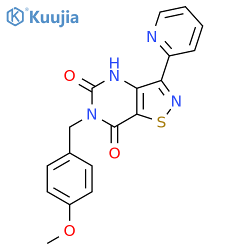 6-(4-methoxyphenyl)methyl-3-(pyridin-2-yl)-4H,5H,6H,7H-1,2thiazolo4,5-dpyrimidine-5,7-dione structure