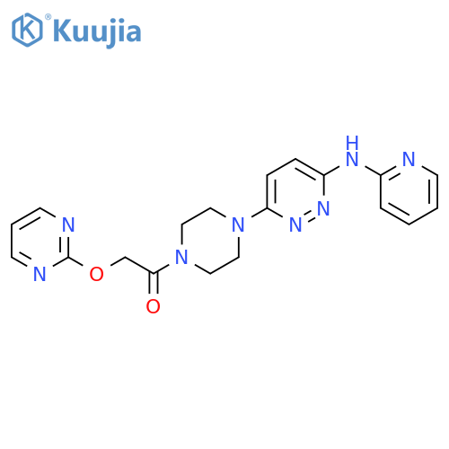 1-(4-{6-(pyridin-2-yl)aminopyridazin-3-yl}piperazin-1-yl)-2-(pyrimidin-2-yloxy)ethan-1-one structure