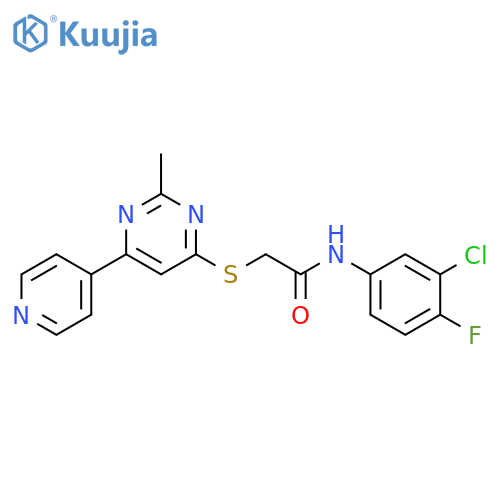 N-(3-chloro-4-fluorophenyl)-2-{[2-methyl-6-(pyridin-4-yl)pyrimidin-4-yl]sulfanyl}acetamide structure