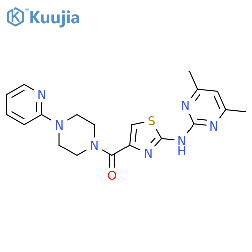 4,6-dimethyl-N-{4-4-(pyridin-2-yl)piperazine-1-carbonyl-1,3-thiazol-2-yl}pyrimidin-2-amine structure