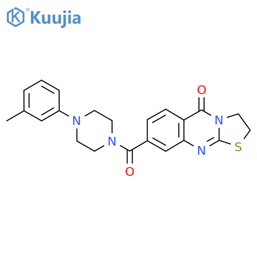 8-(4-(m-tolyl)piperazine-1-carbonyl)-2H-thiazolo[2,3-b]quinazolin-5(3H)-one structure