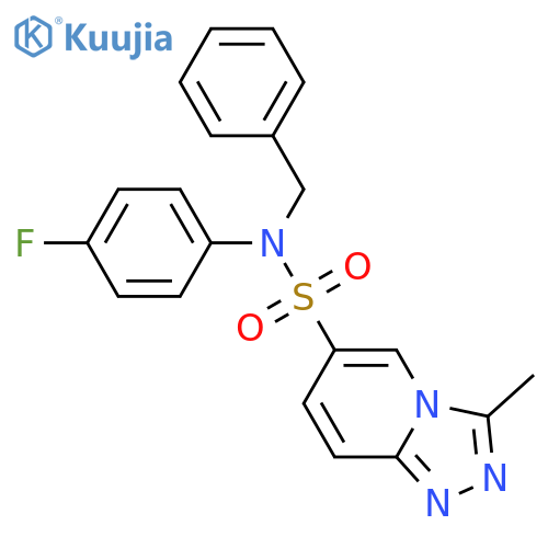 N-benzyl-N-(4-fluorophenyl)-3-methyl-1,2,4triazolo4,3-apyridine-6-sulfonamide structure