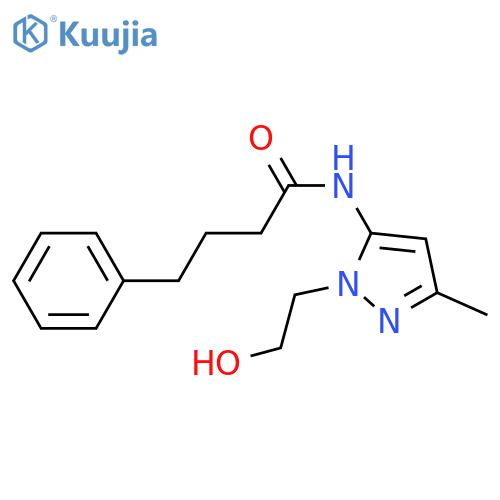 N-1-(2-hydroxyethyl)-3-methyl-1H-pyrazol-5-yl-4-phenylbutanamide structure