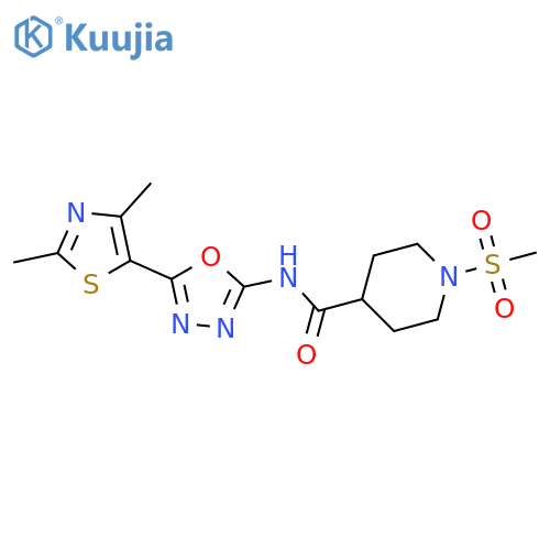 N-5-(2,4-dimethyl-1,3-thiazol-5-yl)-1,3,4-oxadiazol-2-yl-1-methanesulfonylpiperidine-4-carboxamide structure