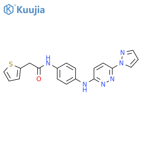 N-(4-{6-(1H-pyrazol-1-yl)pyridazin-3-ylamino}phenyl)-2-(thiophen-2-yl)acetamide structure