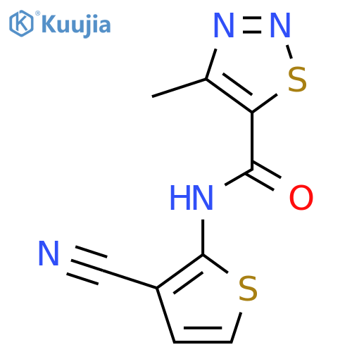 N-(3-cyanothiophen-2-yl)-4-methyl-1,2,3-thiadiazole-5-carboxamide structure
