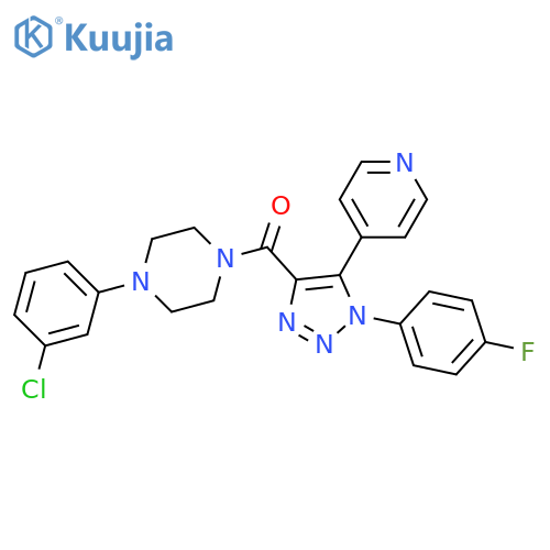 1-(3-chlorophenyl)-4-[1-(4-fluorophenyl)-5-(pyridin-4-yl)-1H-1,2,3-triazole-4-carbonyl]piperazine structure