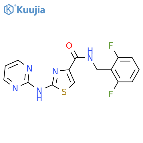N-(2,6-difluorophenyl)methyl-2-(pyrimidin-2-yl)amino-1,3-thiazole-4-carboxamide structure