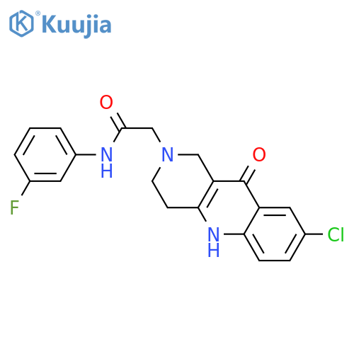2-{8-chloro-10-oxo-1H,2H,3H,4H,5H,10H-benzo[b]1,6-naphthyridin-2-yl}-N-(3-fluorophenyl)acetamide structure