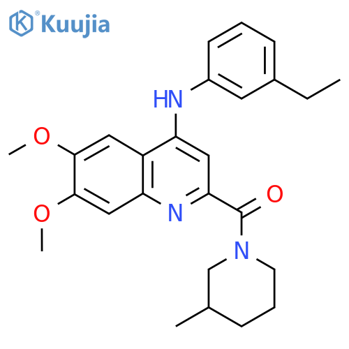 N-(3-ethylphenyl)-6,7-dimethoxy-2-(3-methylpiperidine-1-carbonyl)quinolin-4-amine structure