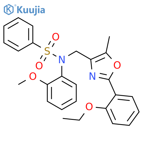 N-{[2-(2-ethoxyphenyl)-5-methyl-1,3-oxazol-4-yl]methyl}-N-(2-methoxyphenyl)benzenesulfonamide structure