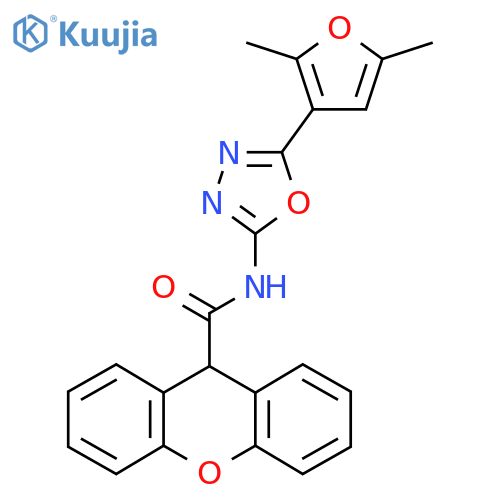 N-5-(2,5-dimethylfuran-3-yl)-1,3,4-oxadiazol-2-yl-9H-xanthene-9-carboxamide structure