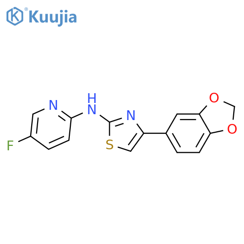 N-[4-(2H-1,3-benzodioxol-5-yl)-1,3-thiazol-2-yl]-5-fluoropyridin-2-amine structure