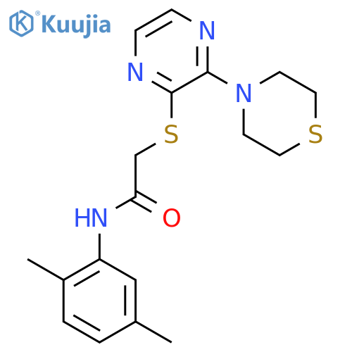 N-(2,5-dimethylphenyl)-2-{[3-(thiomorpholin-4-yl)pyrazin-2-yl]sulfanyl}acetamide structure