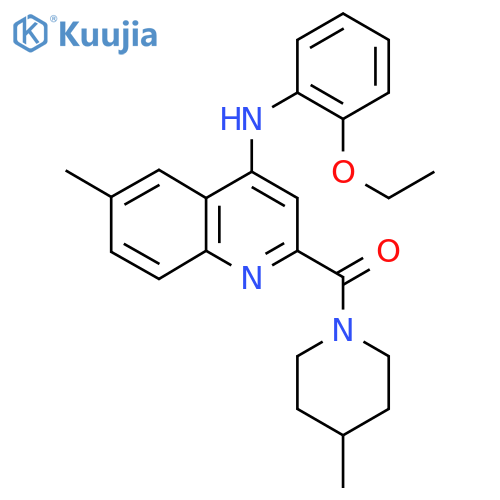 N-(2-ethoxyphenyl)-6-methyl-2-(4-methylpiperidine-1-carbonyl)quinolin-4-amine structure