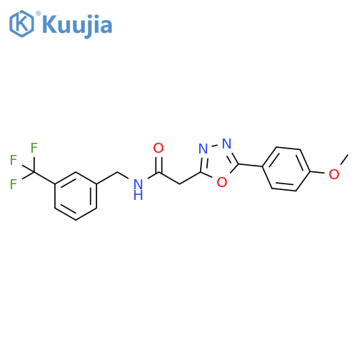 2-5-(4-methoxyphenyl)-1,3,4-oxadiazol-2-yl-N-{3-(trifluoromethyl)phenylmethyl}acetamide structure