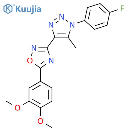 5-(3,4-dimethoxyphenyl)-3-1-(4-fluorophenyl)-5-methyl-1H-1,2,3-triazol-4-yl-1,2,4-oxadiazole structure